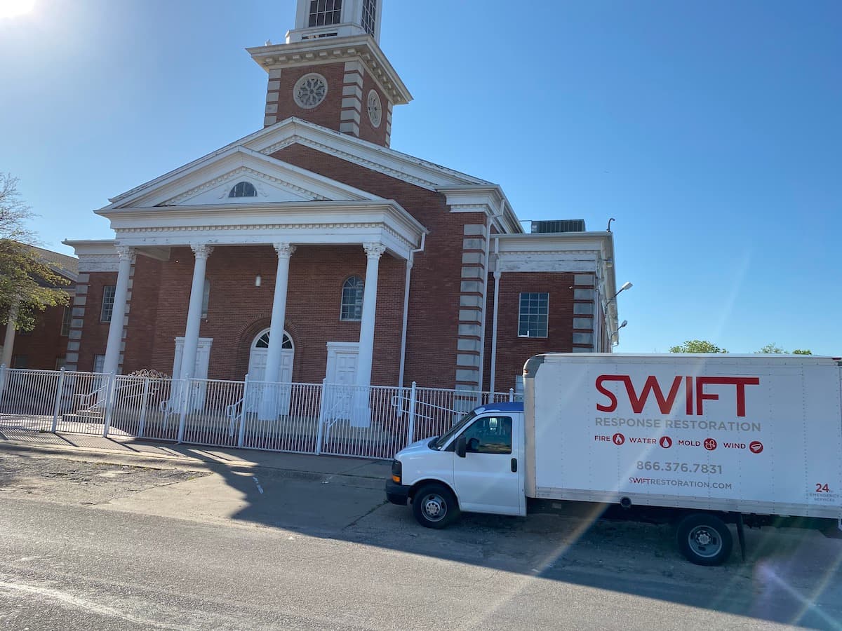 Swift Restoration response truck staged for storm dispatch